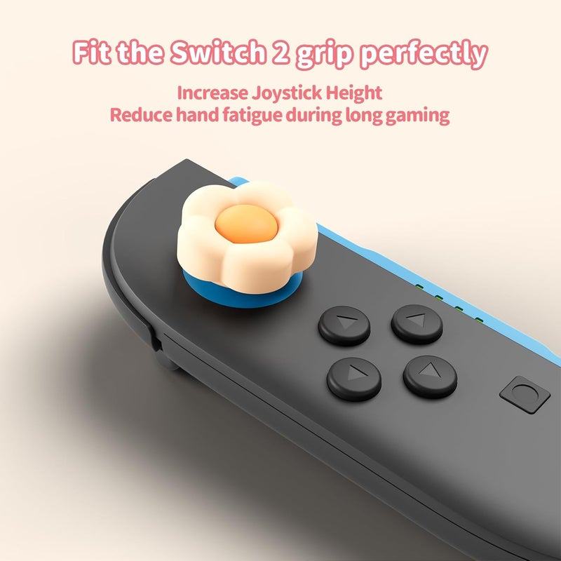 GEEKSHARE Silicone Joycon Thumb Grip Caps Compatible with Nintendo Switch 2, Soft Joystick Cover Caps for Switch 2025, 4PCS - Heart & Flower - Image 4